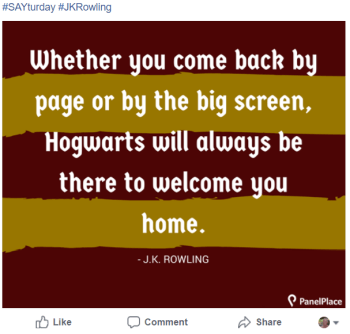 Example of a PanelPlace Facebook post