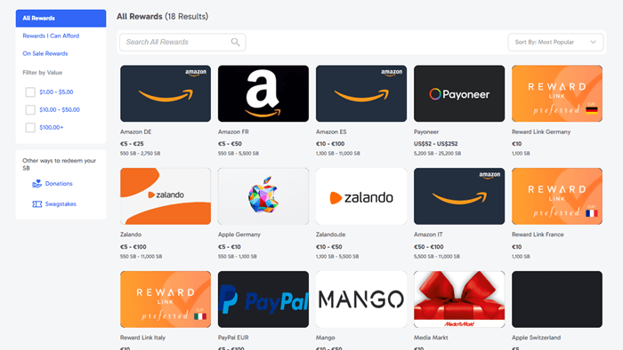 Payout on Swagbucks