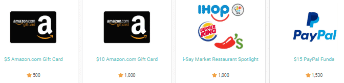 Examples of Ipsos iSay rewards