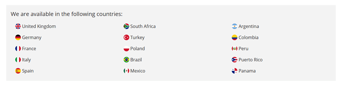 Countries where Myiyo is available