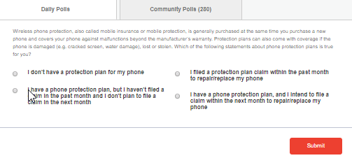Daily polls on Clear Voice Surveys
