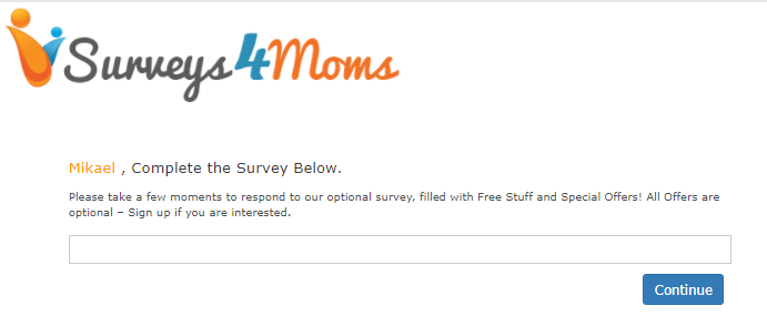 Surveys4Moms special offers during sign-up