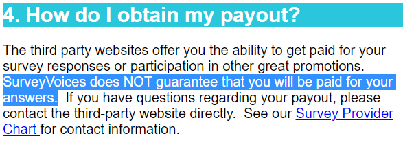 Survey Voices FAQ about payment
