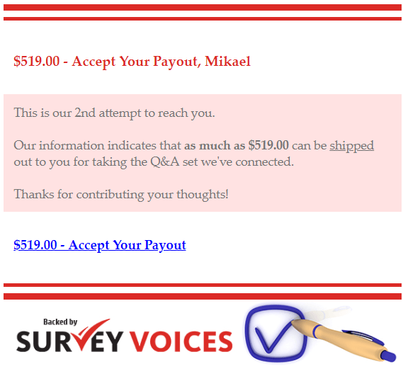 One of the spam emails I got after signing up