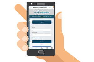SurveyRewardz on a mobile phone