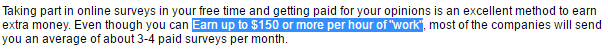 SurveyMonster claim that you can make up to $150 per hour