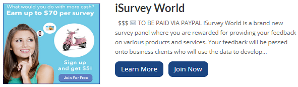 iSurveyWorld recommended on Paidsurveys.com