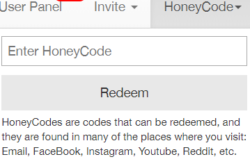 EarnHoney codes field