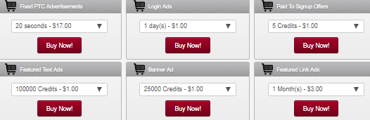 Advertising options on Scarlet Clicks