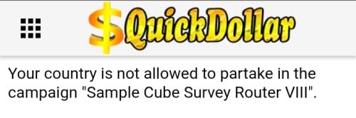Quick Dollar App country restriction info