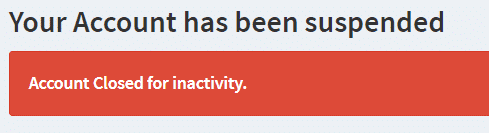 Paidera account closed message