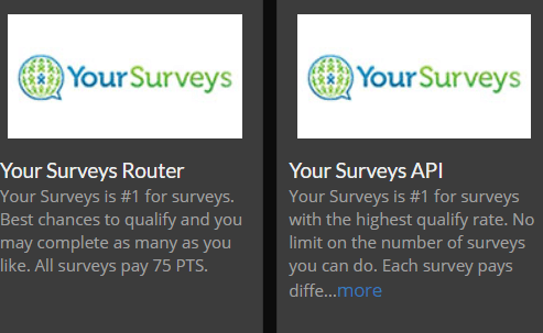 Survey routers on Rewards1