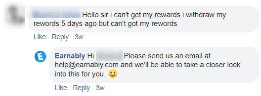 Earnably replying to users on Facebook