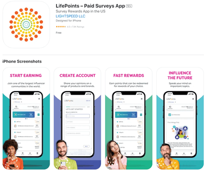 LifePoints app for iOS and Android