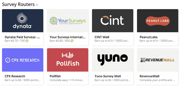 ZoomBucks survey options