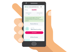 Branded Surveys website on a phone