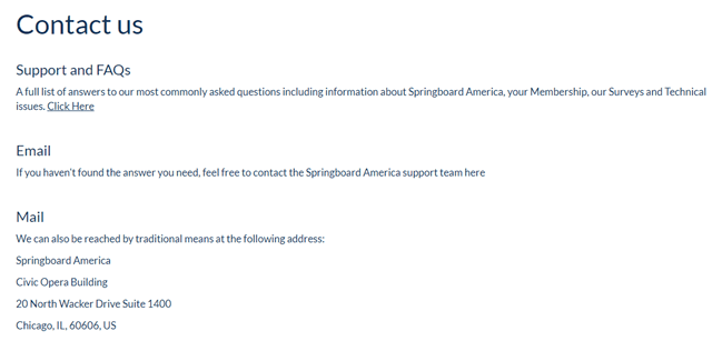 Springboard America contact page