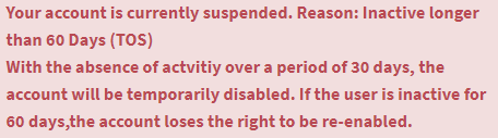 Ojooo WAD account suspended for inactivity
