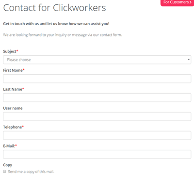 ClickWorker contact form