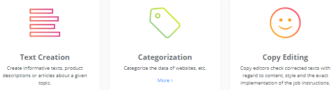 Examples of ClickWorker job categories