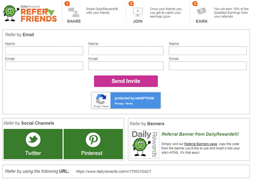 DailyRewards referral program