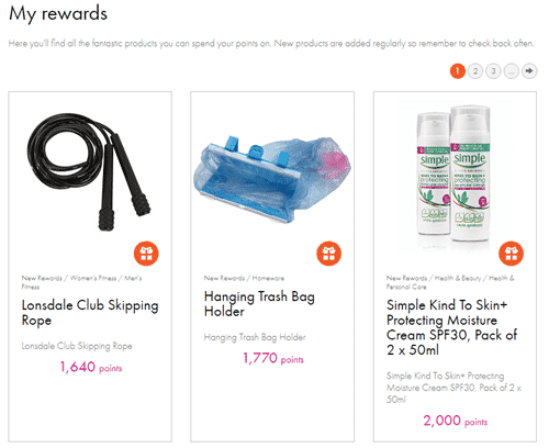 Maximiles rewards catalog