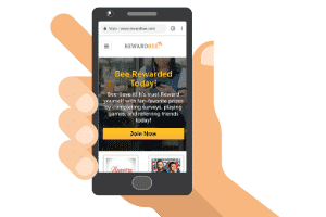 RewardBee website on a phone