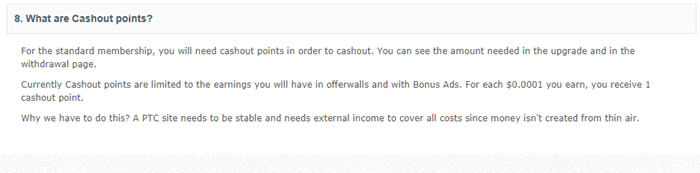 ClixBlue cashout points rule