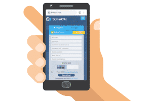 DollarClix website on a phone