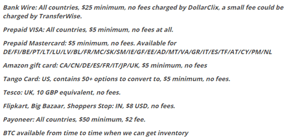 DollarClix payment thresholds