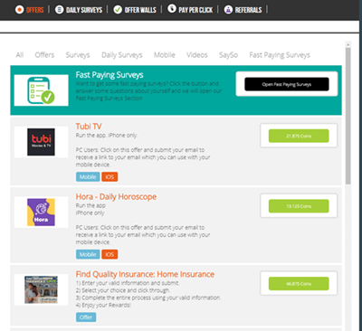 Paid offers on Get-Paid.com