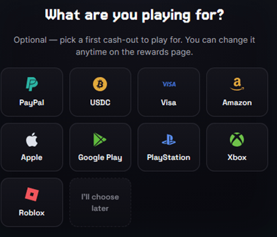Reward XP payout options