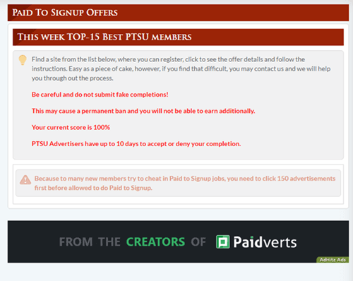 Paid To Sign Up offers on SilverClix