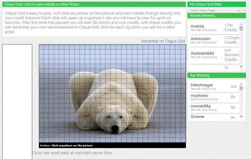 Clique Grid game on CliqueBook.net