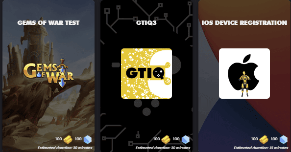 Examples of games you can test on Game Tester