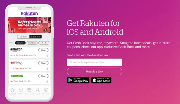 The Rakuten app