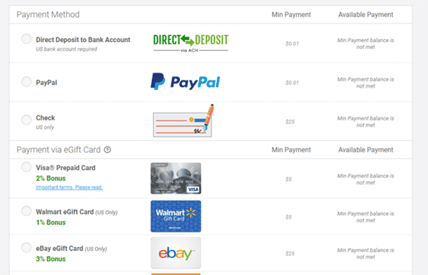 BeFrugal payment methods