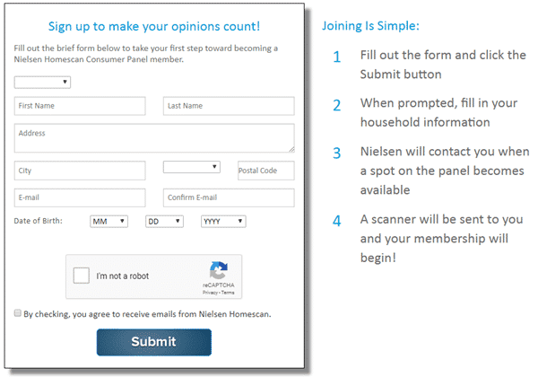 NielsenIQ Homescan registration form