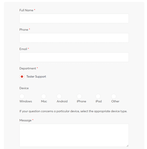 Userfeel contact form