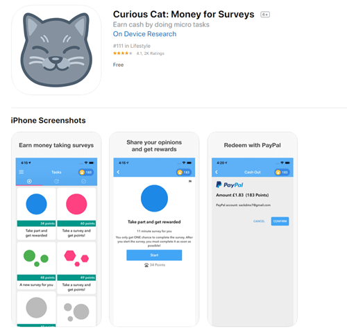 The Curious Cat app for Android and iOS