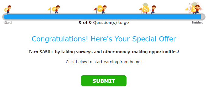 The special offer at the end of the sign-up