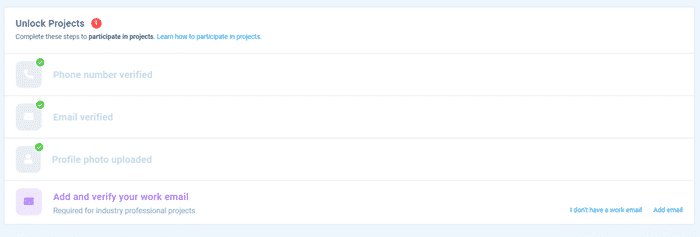 Respondent profile checklist