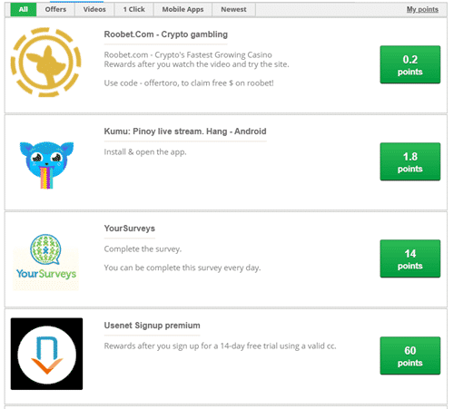 Paid offers on EarnCrypto