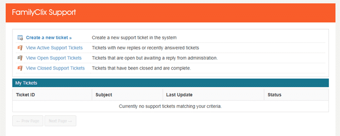 FamilyClix support ticket form