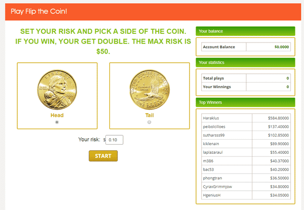 FamilyClix Flip the Coin game