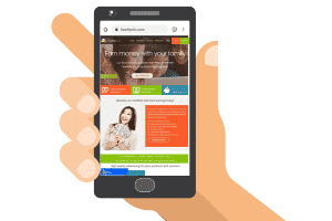 FamilyClix website on a phone