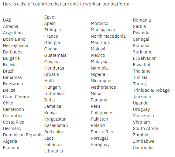 List of Remotasks countries