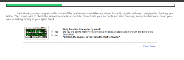 Promotional offers shown after the Global Survey Group sign-up