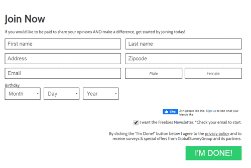 Global Survey Group registration form
