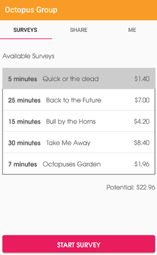 Paid surveys on Octopus Group